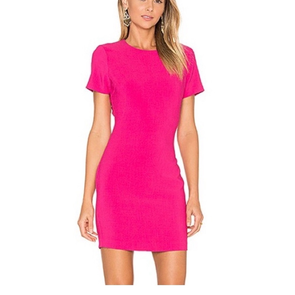 Likely Hot Pink Short Sleeve Mini Dress